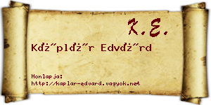 Káplár Edvárd névjegykártya